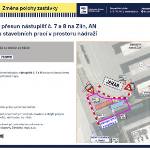 Přesun odjezdových stanovišť na autobusovém nádraží Zlín 
