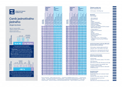 Ceník jednotlivého jízdného od 1. července 2023